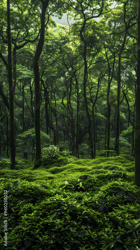 Tropical rainforest with trees and moss Tropical rainforest with trees and moss