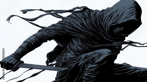 Cartoonized Male Rogue Thief with Weapon Character Art Illustration