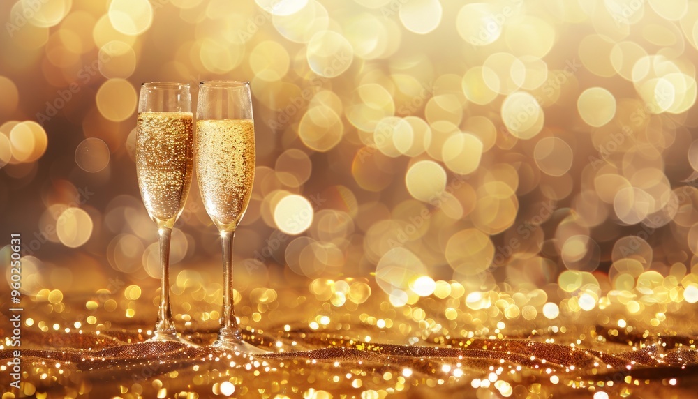 Glittering Cheers: 2023 New Year Greeting Card with Champagne Glasses Glittering Cheers: 2023 New Year Greeting Card with Champagne Glasses