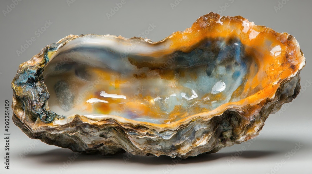 Close-up of a Multicolored Oyster Shell with a Rough Texture Close-up of a Multicolored Oyster Shell with a Rough Texture