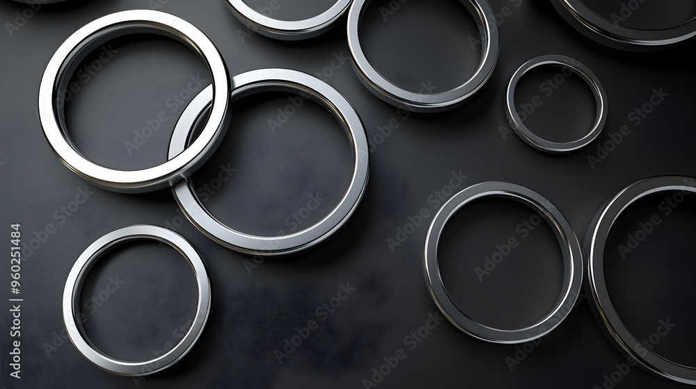 Minimalist Silver Circles on Dark Background for Contemporary Design Concepts Minimalist Silver Circles on Dark Background for Contemporary Design Concepts