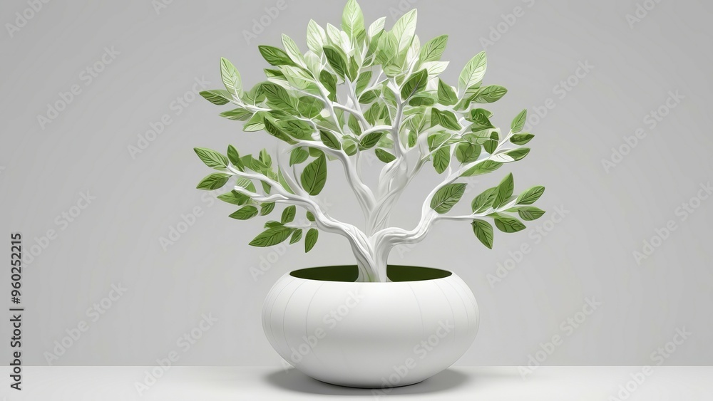 A small potted tree with green leaves. A small potted tree with green leaves.