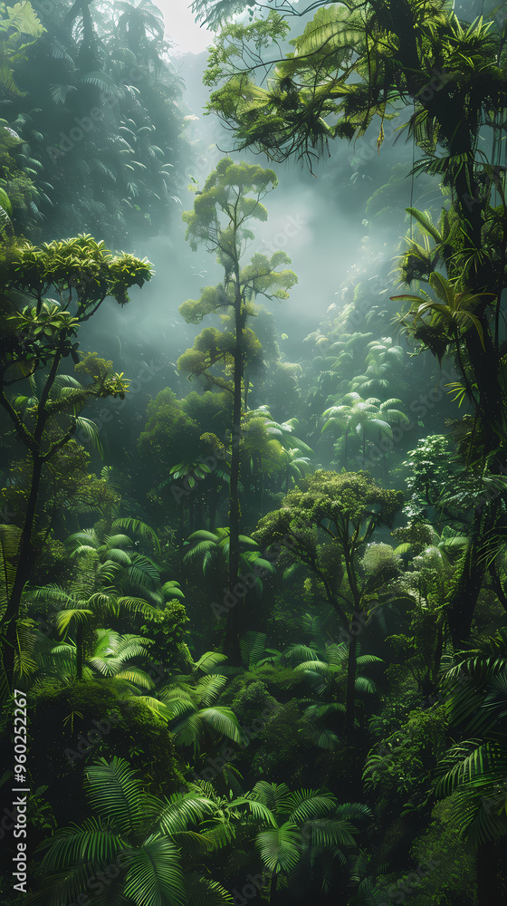 Obraz premium Tropical rainforest with trees and moss