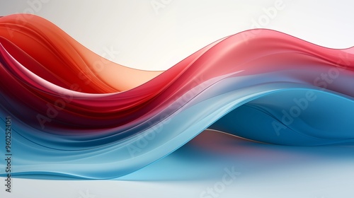 Abstract blue and red curved shape on a white background, designed for motion graphics animation. This fluid and captivating vector illustration with negative space for a minimalist and aesthetic
