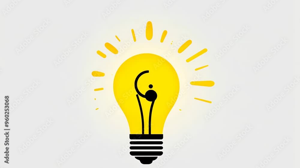 bright yellow lightbulb with a simple design, representing an idea or innovation. bright yellow lightbulb with a simple design, representing an idea or innovation.
