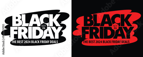 Black friday best deals 2024. Sale event web banner. Vector layout on transparent and black background