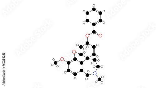 benzgalantamine molecule, structural chemical formula, ball-and-stick model, isolated image cholinesterase inhibitor photo