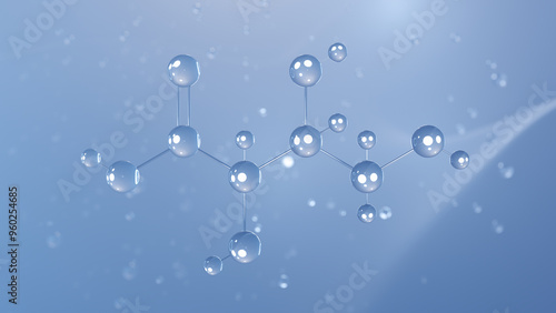 l-threonic acid molecular structure, 3d model molecule, plant metabolite, structural chemical formula view from a microscope photo