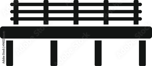 Simple bench with backrest standing on four legs icon in black style isolated on white background