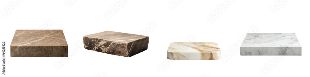 A collection of various marble and stone blocks showcasing different colors and textures for design inspiration. isolated on a transparent background A collection of various marble and stone blocks showcasing different colors and textures for design inspiration. isolated on a transparent background