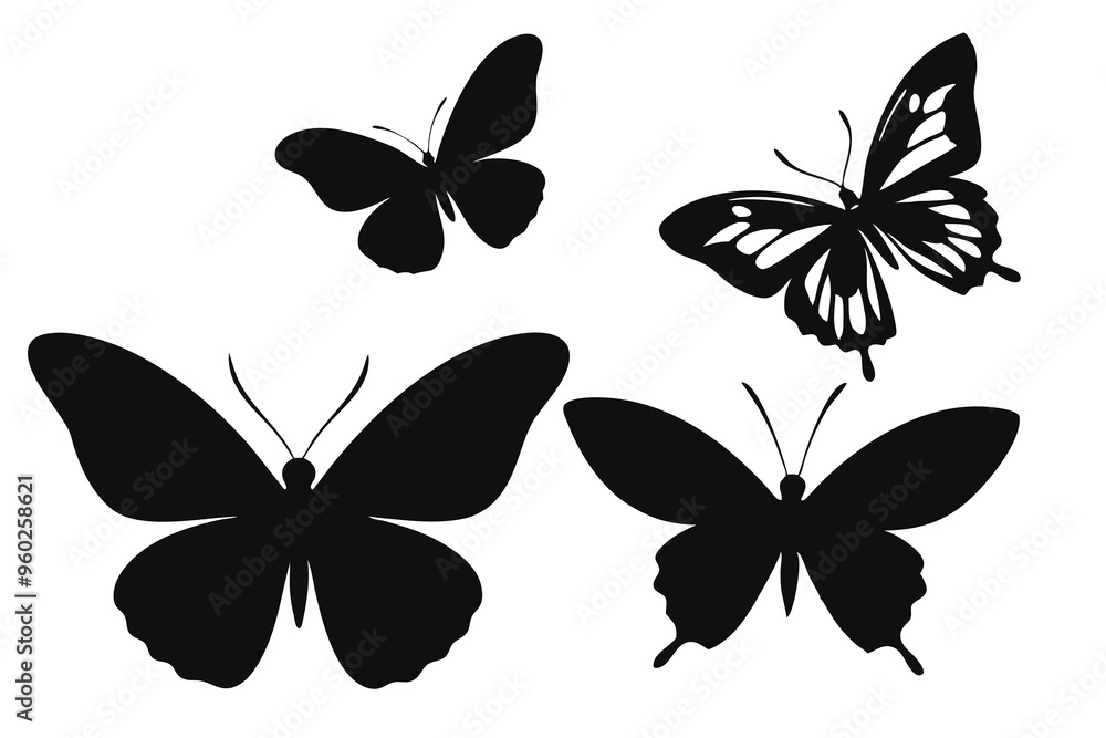vector illustration of a butterfly silhouette set vector illustration of a butterfly silhouette set