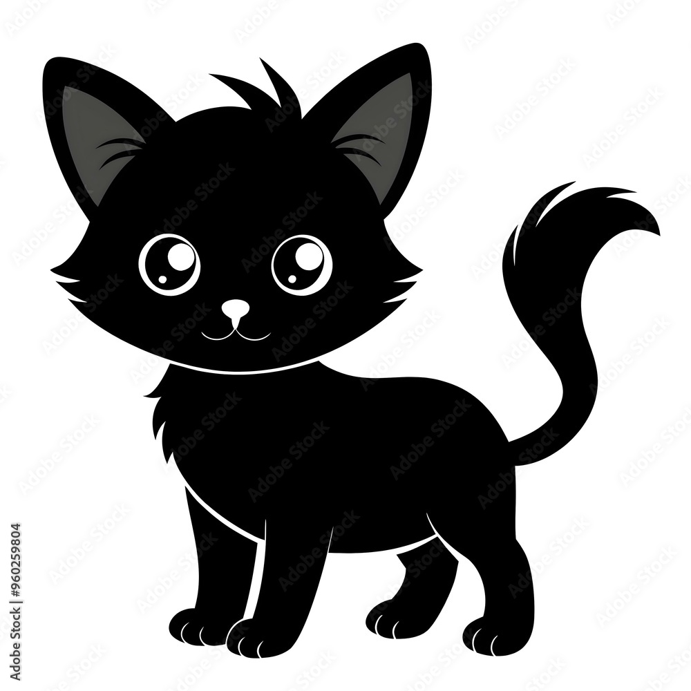 Fototapeta premium black cat cartoon