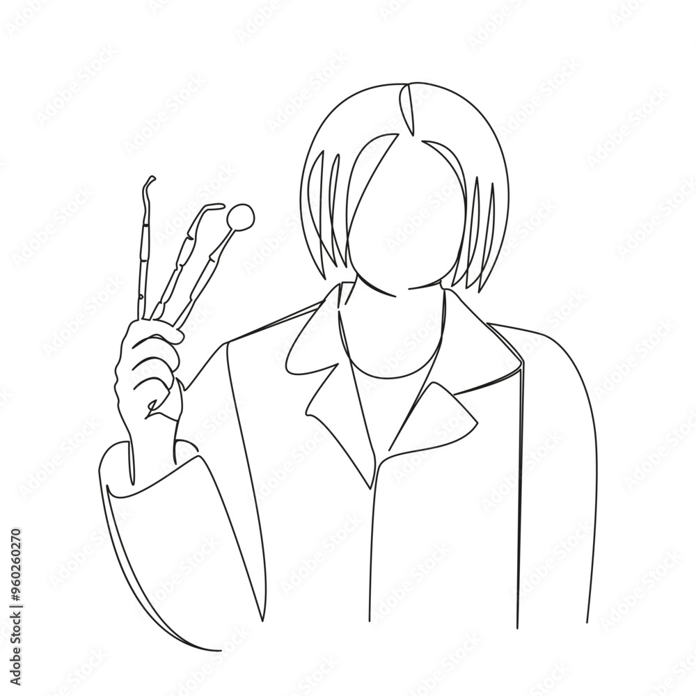 One continuous single drawing line art flat doodle dentist, person, female, patient, adult, horizontal, photography, medical exam, orthodontist, care. Isolated image hand draw contour on a white backg One continuous single drawing line art flat doodle dentist, person, female, patient, adult, horizontal, photography, medical exam, orthodontist, care. Isolated image hand draw contour on a white backg
