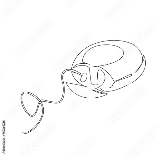 One continuous single drawing line art flat doodle teeth, hygiene, care, clean, flossing, dental, horizontal, mouth, floss, blue. Isolated image hand draw contour on a white background
