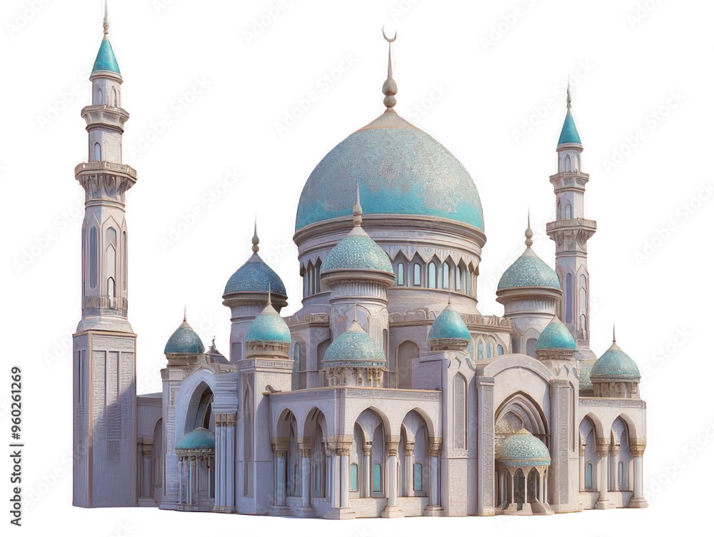 Fototapeta premium 3D mosque. Mosque Exterior mosque 
