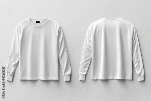 Wallpaper Mural White Long Sleeve Tshirt Mockup Isolated created with Generative AI Torontodigital.ca