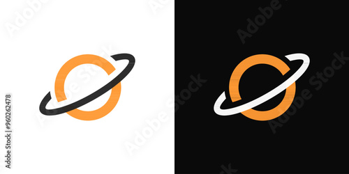 Saturn orbit planet icon outline vector. Galaxy space circle outline logo