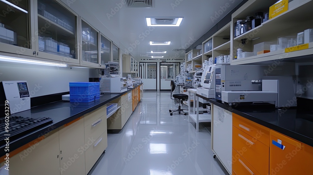 29. Biotechnology lab equipped with robotic systems for drug discovery and genetic research 29. Biotechnology lab equipped with robotic systems for drug discovery and genetic research