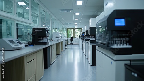 29. Biotechnology lab equipped with robotic systems for drug discovery and genetic research