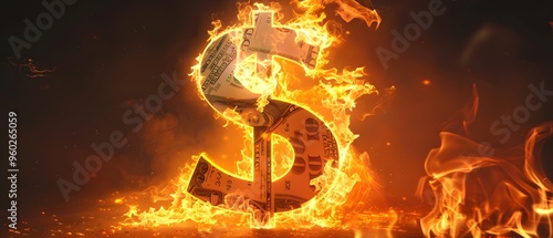 A striking image of a flaming dollar sign, symbolizing financial power and urgency. Perfect for themes of money and investment.