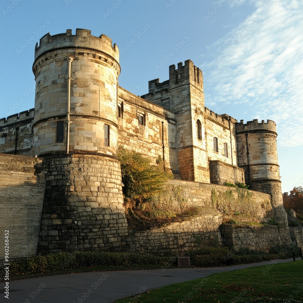 The exterior of Nottingham Castle, with its tall stone walls and towers, standing as a testament to centuries of history. The exterior of Nottingham Castle, with its tall stone walls and towers, standing as a testament to centuries of history.