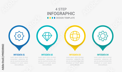 Four Step Infographic element design Vector template for presentation. process diagram and presentations step, workflow layout, banner, flow chart, info graphic vector illustration.