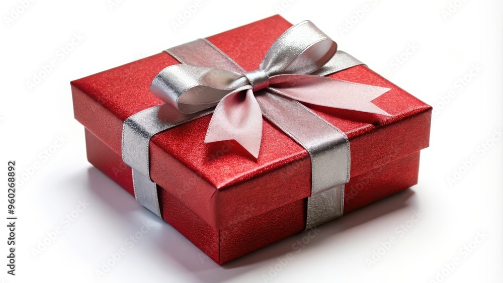 Red gift box tied with a shiny bow, perfect for any occasion Red gift box tied with a shiny bow, perfect for any occasion