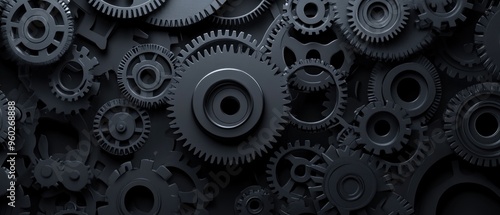 Wallpaper Mural Closeup of Black Interlocking Cogs and Gears Torontodigital.ca