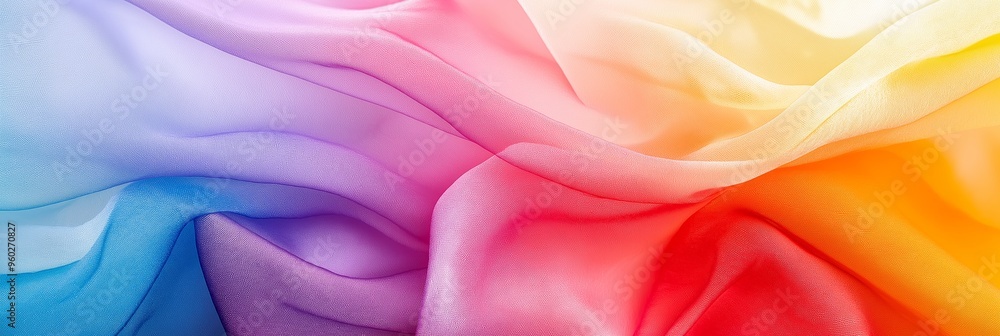 Obraz premium A colorful piece of fabric with a rainbow pattern. The colors are bright and vibrant, creating a cheerful and lively mood. Concept of creativity and artistic expression