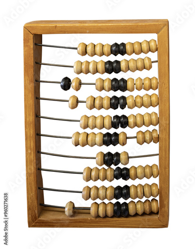 old and vintage abacus on white, isolated photo