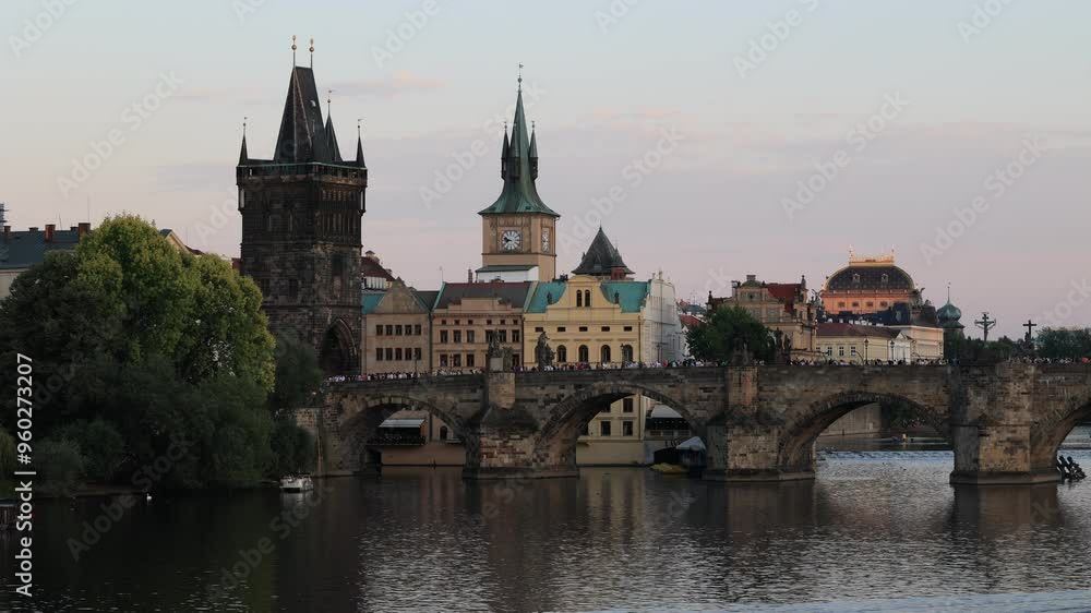 The ancient Charles Bridge and the Bridge Tower which leads into the Old Town, in Prague, Czech Republic The ancient Charles Bridge and the Bridge Tower which leads into the Old Town, in Prague, Czech Republic