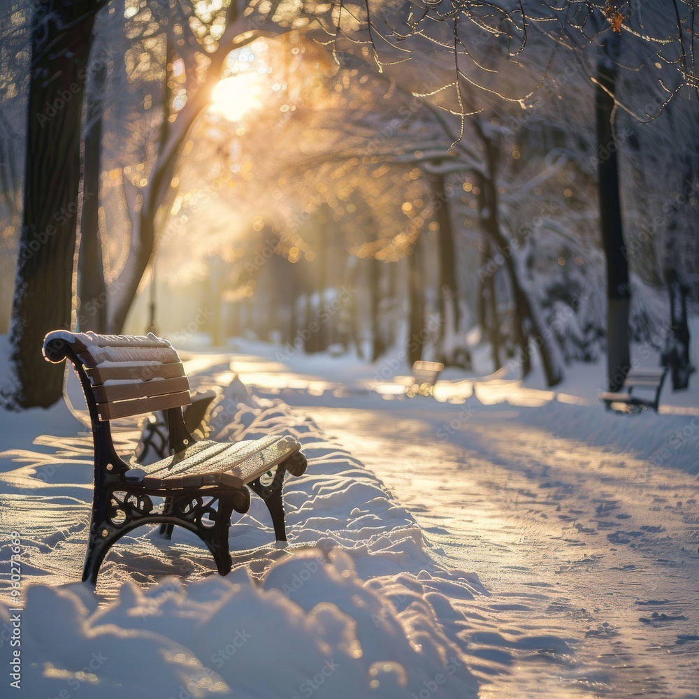 Peaceful scene bathed in winter's glow.
Peaceful scene bathed in winter's glow.