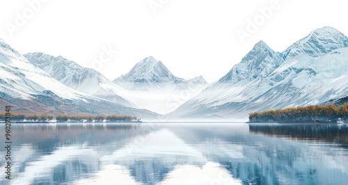 PNG Serene mountain lake reflection