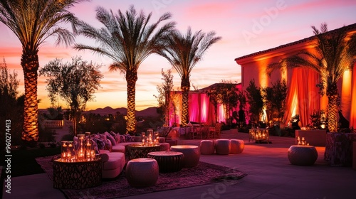 Sunset Patio with Palm Trees