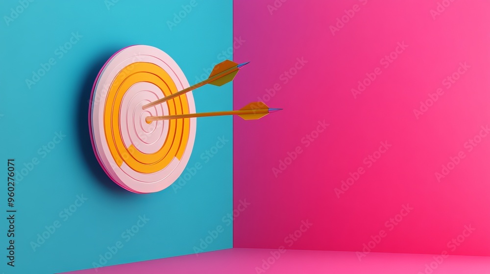 A vibrant target with arrows struck in the center, symbolizing focus and achievement in a colorful setting. A vibrant target with arrows struck in the center, symbolizing focus and achievement in a colorful setting.