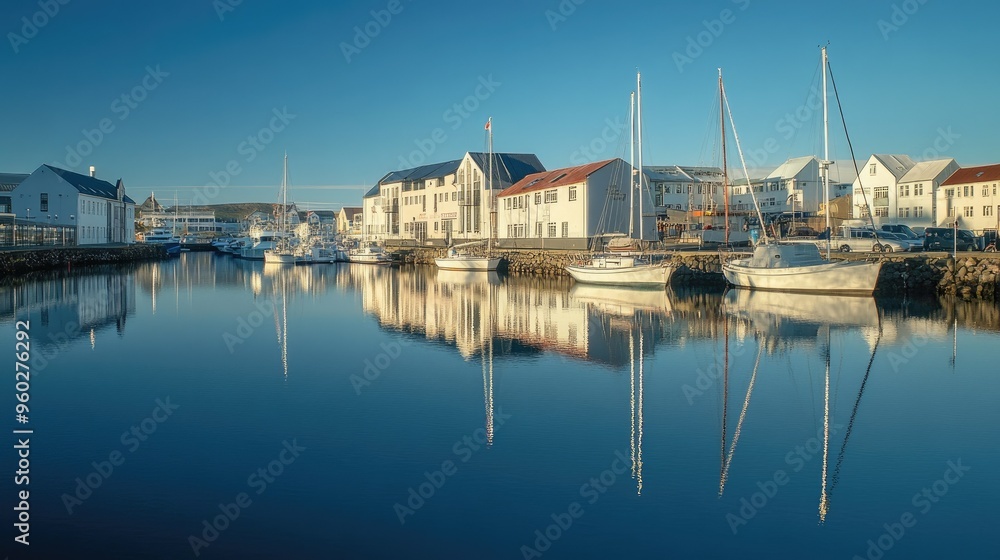 The Old Harbour area in Reykjavik with the Maritime Museum and boats docked in the calm water. The Old Harbour area in Reykjavik with the Maritime Museum and boats docked in the calm water.