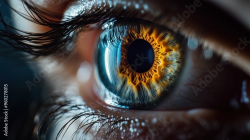 Detail of eye with brown colored iris and black pupil