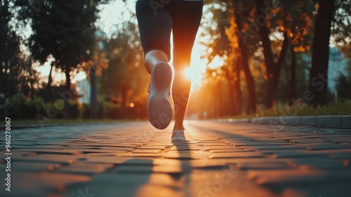 Female runner running at sunset