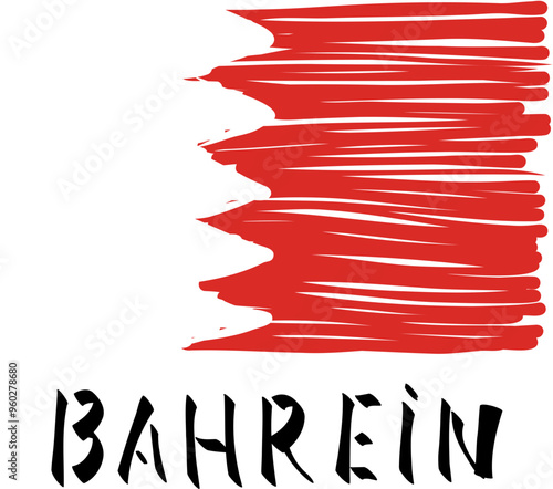 Bahrein national Flag. Hand drawn sketch minimal design. Perfect for template, banner, print, postcard, cover. Vector illustration