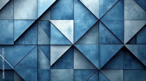 Wallpaper Mural Geometric blue panel design featuring textured triangular shapes arranged in a modern pattern for architectural inspiration Torontodigital.ca