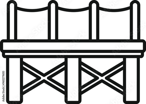 Simple icon of a small wooden pier over the sea, with a rope railing, perfect for seaside vacation concepts