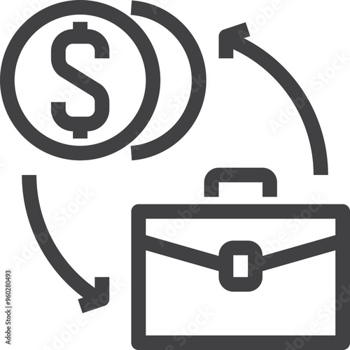 Simple vector income from busines outline icon on white background