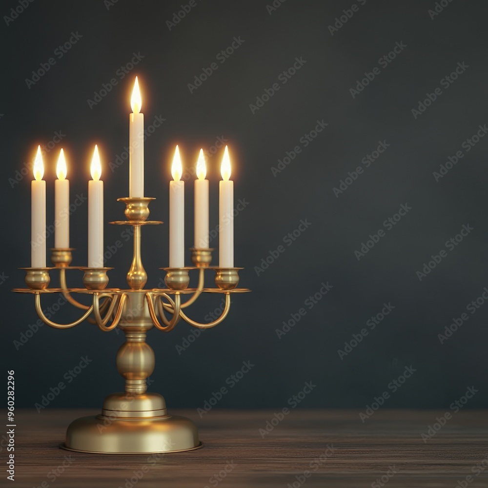 Elegant golden candelabra with lit candles, perfect for creating a warm and inviting ambiance in any space. Elegant golden candelabra with lit candles, perfect for creating a warm and inviting ambiance in any space.