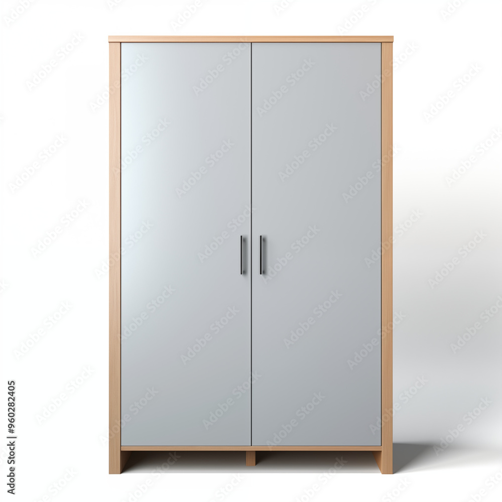 Modern Grey Wardrobe with Wooden Frame Modern Grey Wardrobe with Wooden Frame