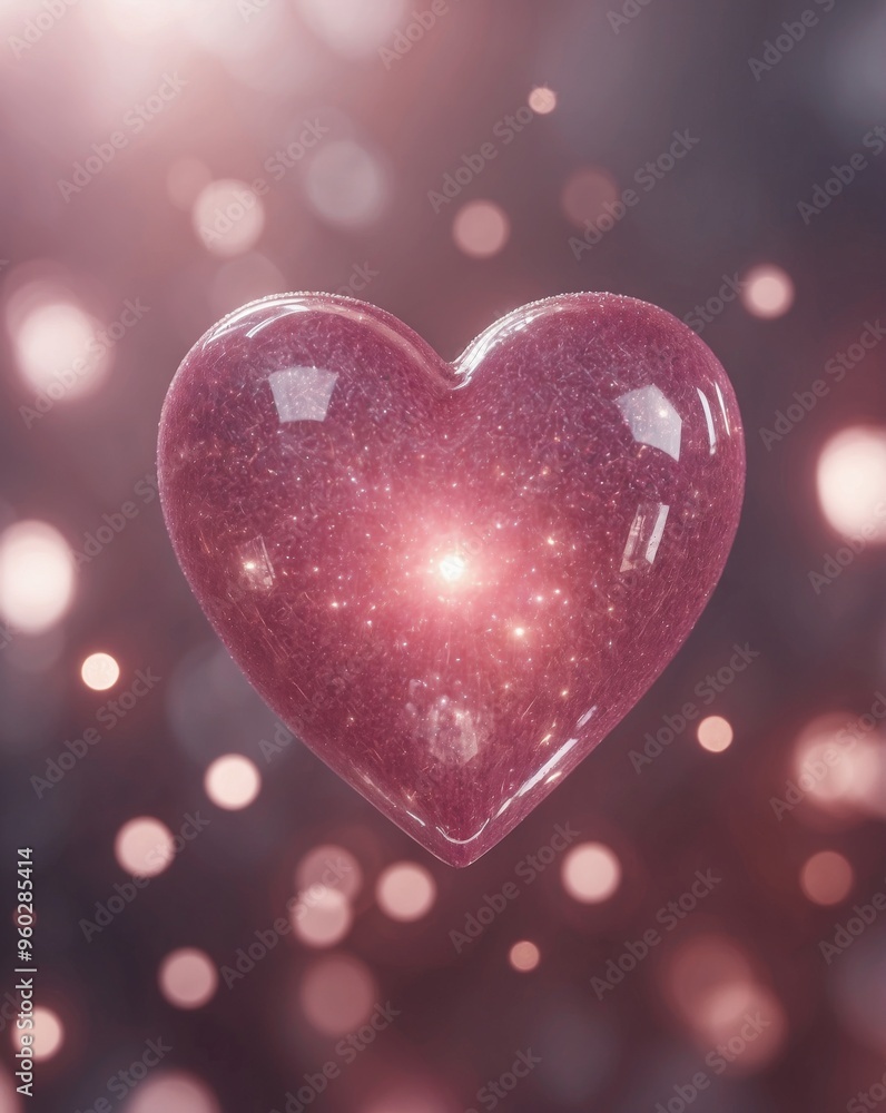 Sparkling Pink Heart in a Mystical Love Concept. Sparkling Pink Heart in a Mystical Love Concept.