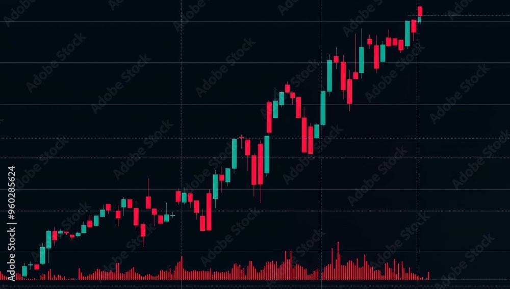 A chart of a stock showing a sharp V-shaped recovery after a market correction, with volume bars at the bottom A chart of a stock showing a sharp V-shaped recovery after a market correction, with volume bars at the bottom