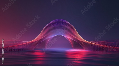 A colorful abstract wave formation, glowing in vibrant hues of purple and pink, creating a serene and dreamy atmosphere. photo