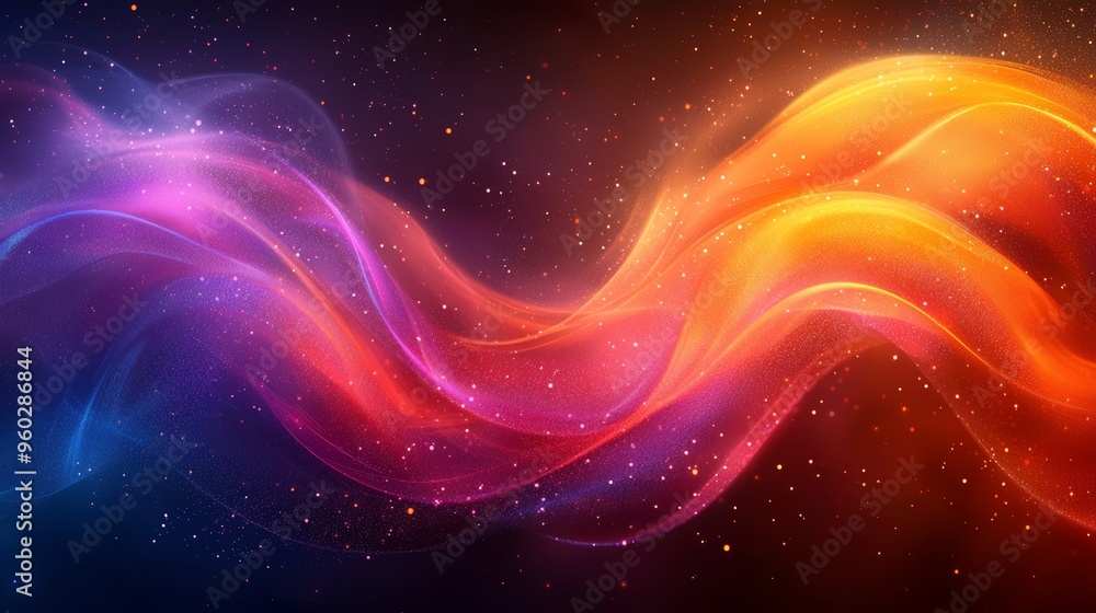 Colorful abstract waves of light blending in a starry night sky, creating a stunning background for digital art projects Colorful abstract waves of light blending in a starry night sky, creating a stunning background for digital art projects