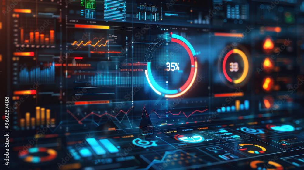 Futuristic Data Dashboard with Analytics Graphics Futuristic Data Dashboard with Analytics Graphics