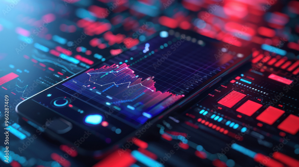 Smartphone with Stock Market Data Visualization Smartphone with Stock Market Data Visualization